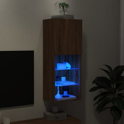 Tv-bänk med LED-belysning brun ek 40,5x30x102 cm