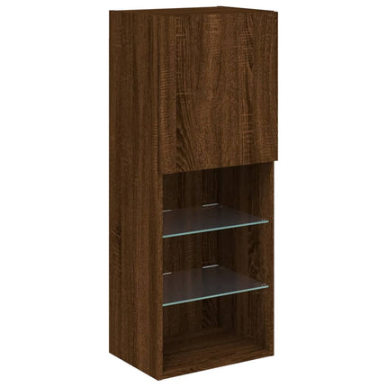 Tv-bänk med LED-belysning brun ek 40,5x30x102 cm