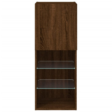 Tv-bänk med LED-belysning brun ek 40,5x30x102 cm