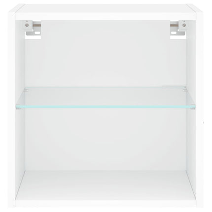 Väggmonterade sängbord med LED-lampor vit