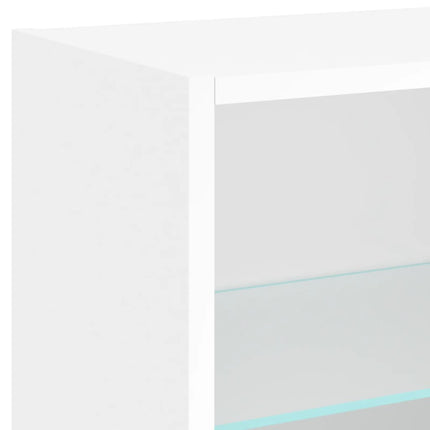 Väggmonterade sängbord med LED-lampor vit