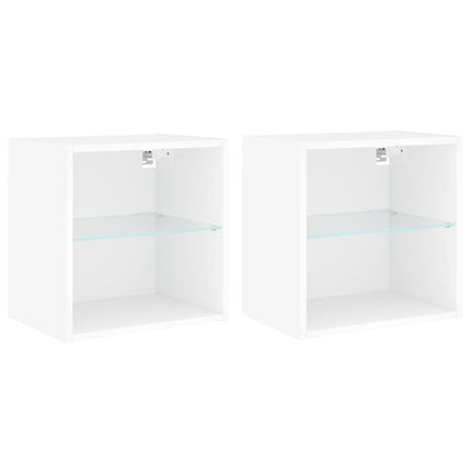 Väggmonterade sängbord LED-lampor 2 st vit
