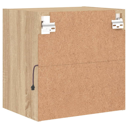 Väggmonterade sängbord med LED-lampor 2 st sonoma-ek