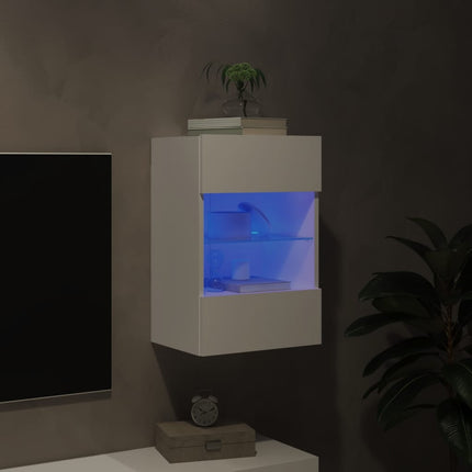 Väggmonterad tv-bänk LED vit 40x30x60,5 cm