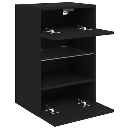 Väggmonterad tv-bänk LED svart 40x30x60,5 cm