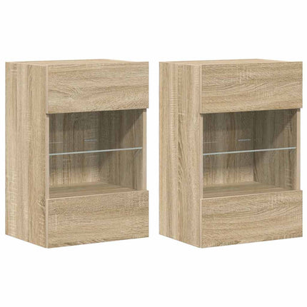 Nástenné skrinky s LED osvetlením pre TV 2 st sonoma-ek 40x30x60,5 cm