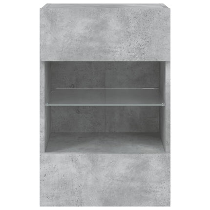Väggmonterad tv-bänk LED betonggrå 40x30x60,5 cm