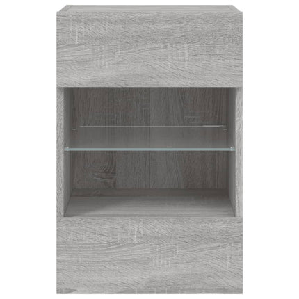 Väggmonterad tv-bänk LED grå sonoma 40x30x60,5 cm