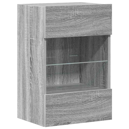 Nástenné skrinky s LED osvetlením pre TV 2 st grå sonoma 40x30x60,5 cm