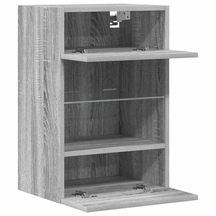 Nástenné skrinky s LED osvetlením pre TV 2 st grå sonoma 40x30x60,5 cm