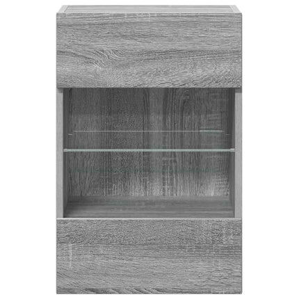 Nástenné skrinky s LED osvetlením pre TV 2 st grå sonoma 40x30x60,5 cm