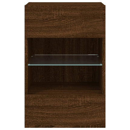 Väggmonterad tv-bänk LED brun ek 40x30x60,5 cm