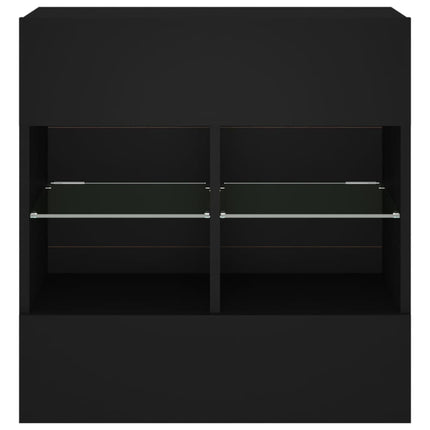 Väggmonterad tv-bänk LED svart 58,5x30x60,5 cm