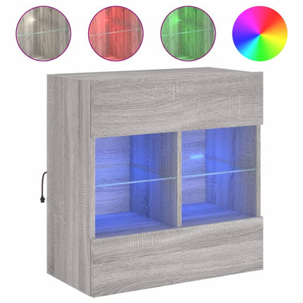 Väggmonterad tv-bänk LED grå sonoma 58,5x30x60,5 cm
