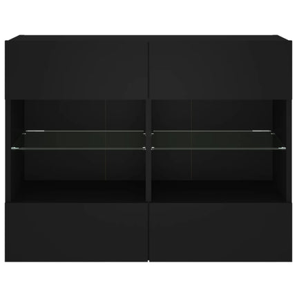 Väggmonterad tv-bänk LED svart 78,5x30x60,5 cm