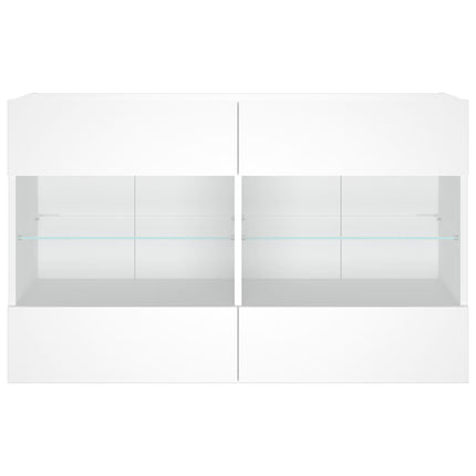 Väggmonterad tv-bänk LED vit 98,5x30x60,5 cm