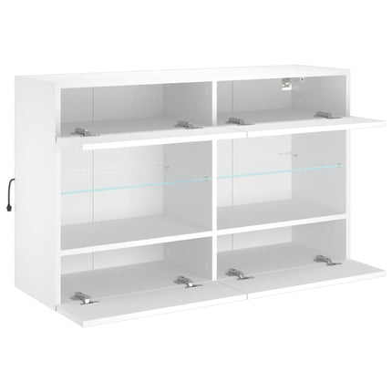 Väggmonterad tv-bänk LED vit 98,5x30x60,5 cm