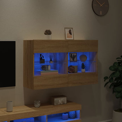 Väggmonterad tv-bänk LED sonoma-ek 98,5x30x60,5 cm