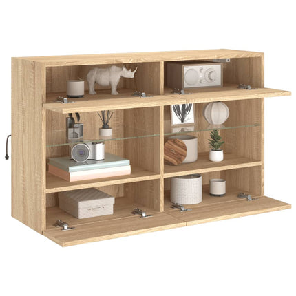 Väggmonterad tv-bänk LED sonoma-ek 98,5x30x60,5 cm