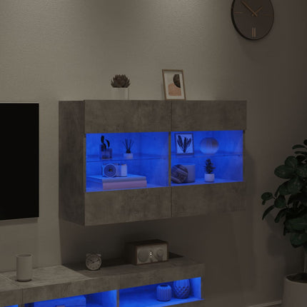 Väggmonterad tv-bänk LED betonggrå 98,5x30x60,5 cm