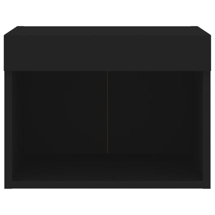 Väggmonterade sängbord med LED-lampor 2 st svart