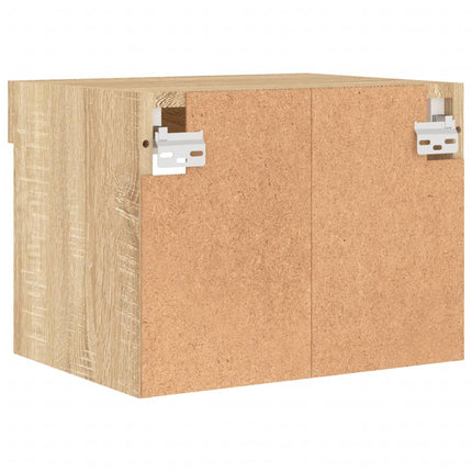 Väggmonterade sängbord med LED-lampor 2 st sonoma-ek