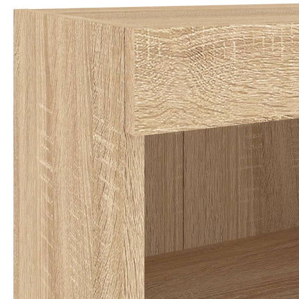 Väggmonterade sängbord med LED-lampor 2 st sonoma-ek