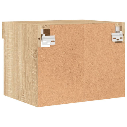 Väggmonterade sängbord med LED-lampor 2 st sonoma-ek