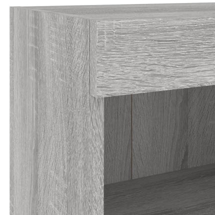 Väggmonterade sängbord med LED-lampor 2 st grå sonoma