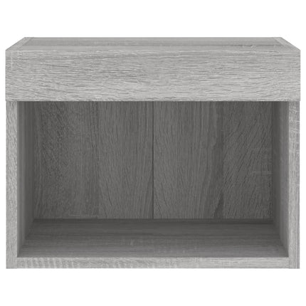 Väggmonterade sängbord med LED-lampor 2 st grå sonoma