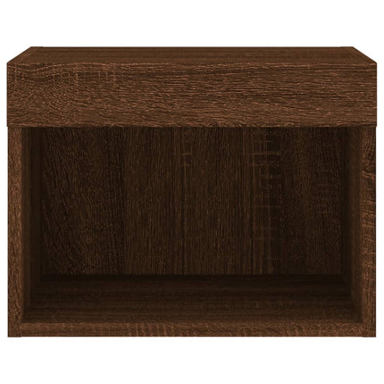 Väggmonterade sängbord med LED-lampor 2 st brun ek