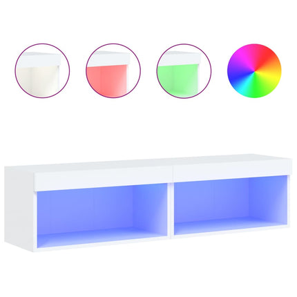 Tv-bänk med LED-belysning 2 st vit 60x30x30 cm
