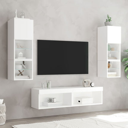 Tv-bänk med LED-belysning 2 st vit 60x30x30 cm