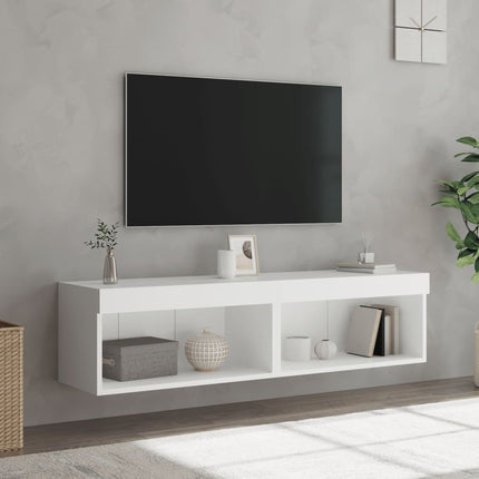 Tv-bänk med LED-belysning 2 st vit 60x30x30 cm