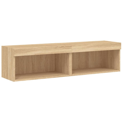 Tv-bänk med LED-belysning 2 st sonoma-ek 60x30x30 cm