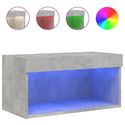 TV-bänk med LED-belysning betonggrå 60x30x30 cm