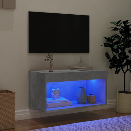 TV-bänk med LED-belysning betonggrå 60x30x30 cm