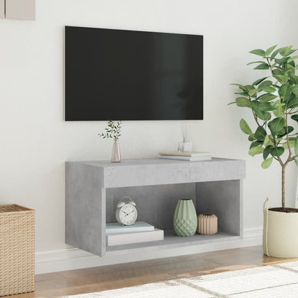 TV-bänk med LED-belysning betonggrå 60x30x30 cm