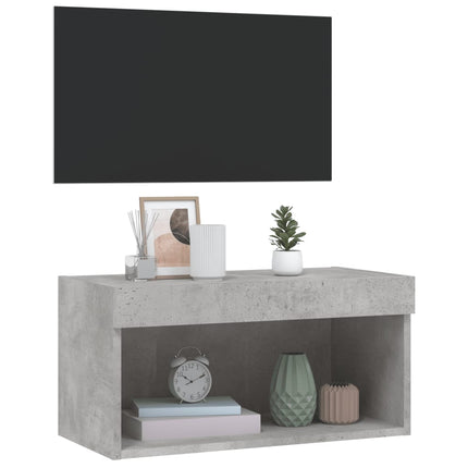 TV-bänk med LED-belysning betonggrå 60x30x30 cm