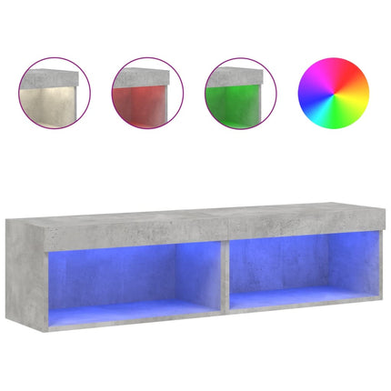 TV-bänk med LED-belysning 2 st betonggrå 60x30x30 cm