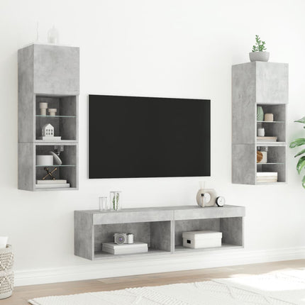 TV-bänk med LED-belysning 2 st betonggrå 60x30x30 cm