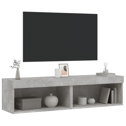 TV-bänk med LED-belysning 2 st betonggrå 60x30x30 cm
