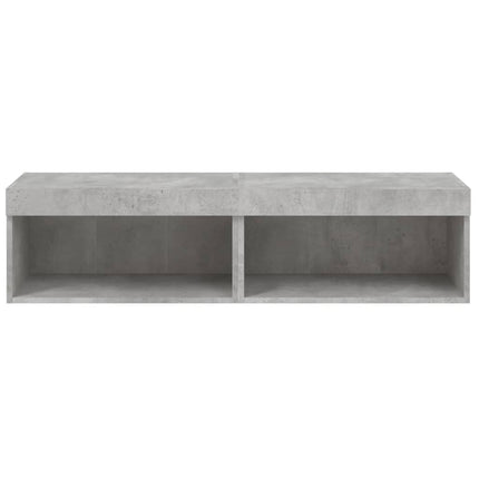 TV-bänk med LED-belysning 2 st betonggrå 60x30x30 cm