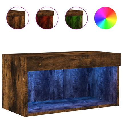 Tv-bänk med LED-belysning rökfärgad ek 60x30x30 cm