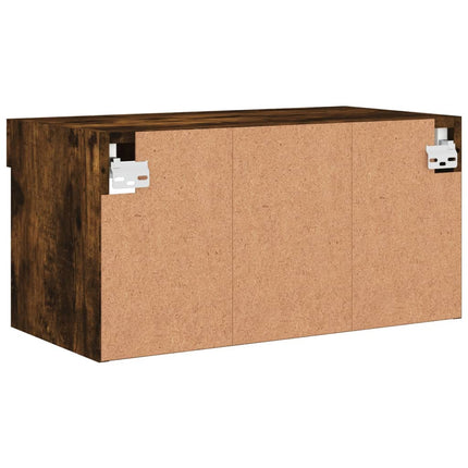 Tv-bänk med LED-belysning rökfärgad ek 60x30x30 cm