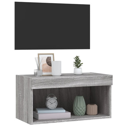 Tv-bänk med LED-belysning grå sonoma 60x30x30 cm