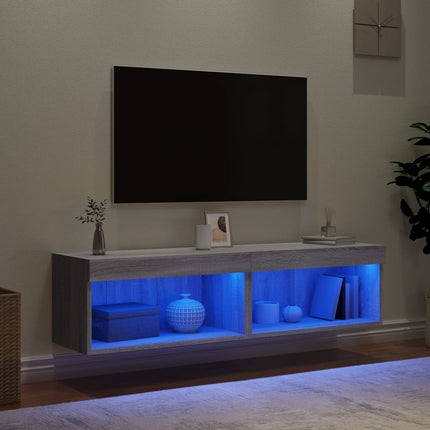 TV-bänk med LED-belysning 2 st grå sonoma 60x30x30 cm