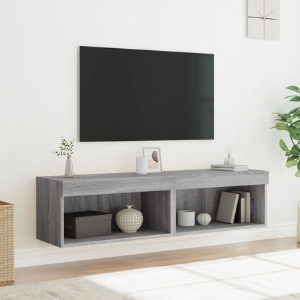 TV-bänk med LED-belysning 2 st grå sonoma 60x30x30 cm