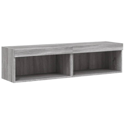 TV-bänk med LED-belysning 2 st grå sonoma 60x30x30 cm