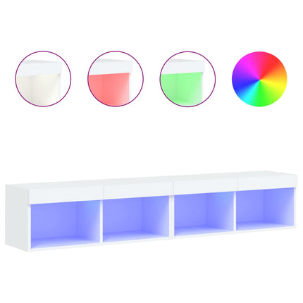 TV-bänk med LED-belysning 2 st vit 80x30x30 cm
